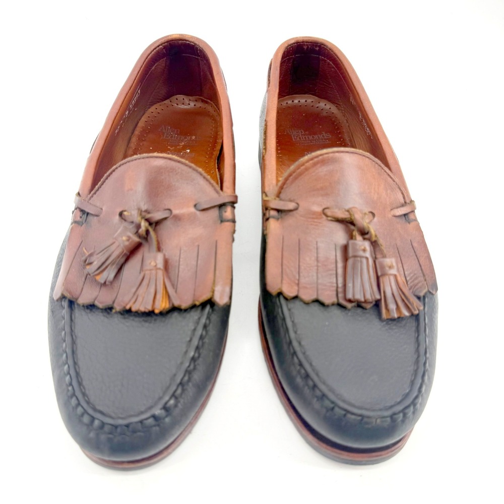 Allen Edmonds Nashua Loafers Mens 11 D Black Brown Kiltie Tassel Leather Preppy - Picture 7 of 10